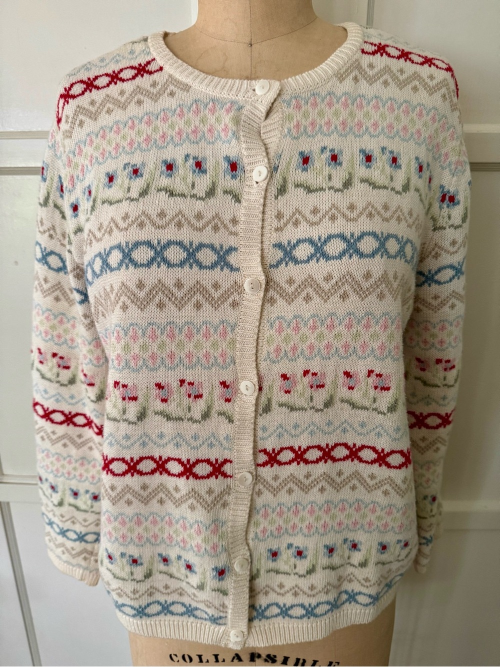 Talbots 💯 cottonButton-Front Women's petite Sweater Cardigan - Picture 3 of 8